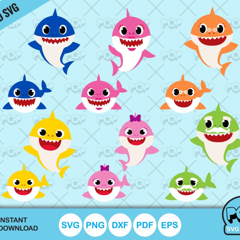 Baby Shark clipart bundle, SVG cut files for Cricut / Silhouette, SVG, PNG, DXF, instant download