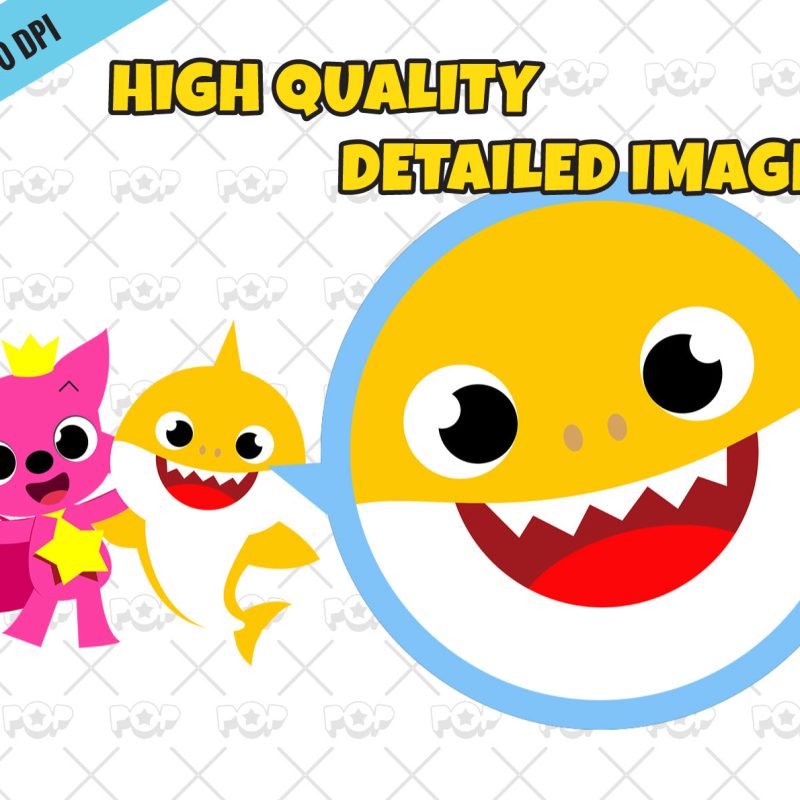 Baby Shark 100 cliparts set, transparent PNG, designs for decoration / sublimation, instant download
