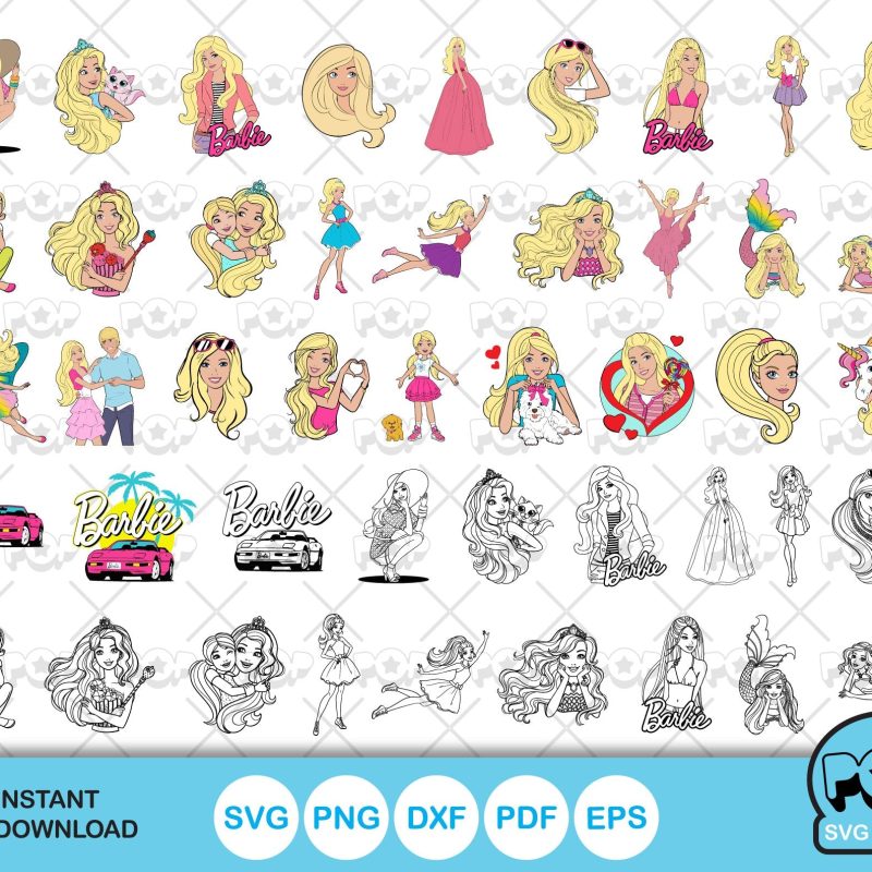 Barbie 100 cliparts bundle + alphabet, Barbie svg cut files for Cricut / Silhouette, Barbie png, dxf, instant download