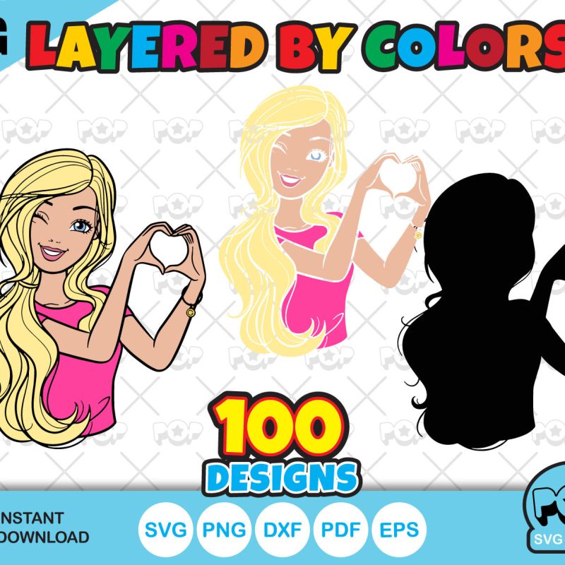 Barbie 100 cliparts bundle + alphabet, Barbie svg cut files for Cricut / Silhouette, Barbie png, dxf, instant download