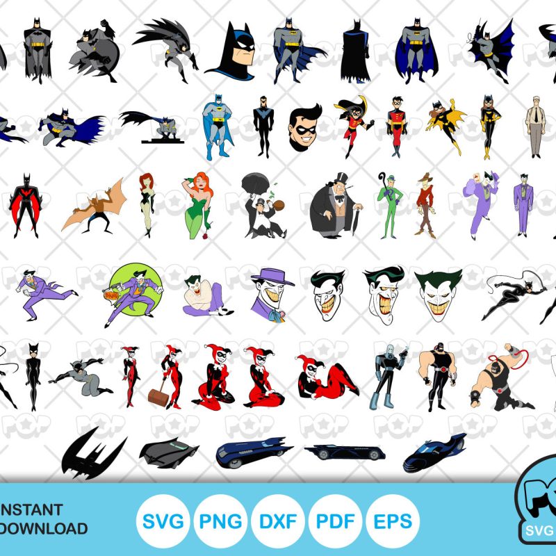 Batman 100 cliparts bundle, Batman SVG cut files for Cricut / Silhouette, PNG, DXF, instant download