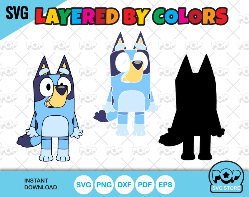 Bluey clipart basic set, Bluey SVG cut files for Cricut / Silhouette, PNG DXF, instant download