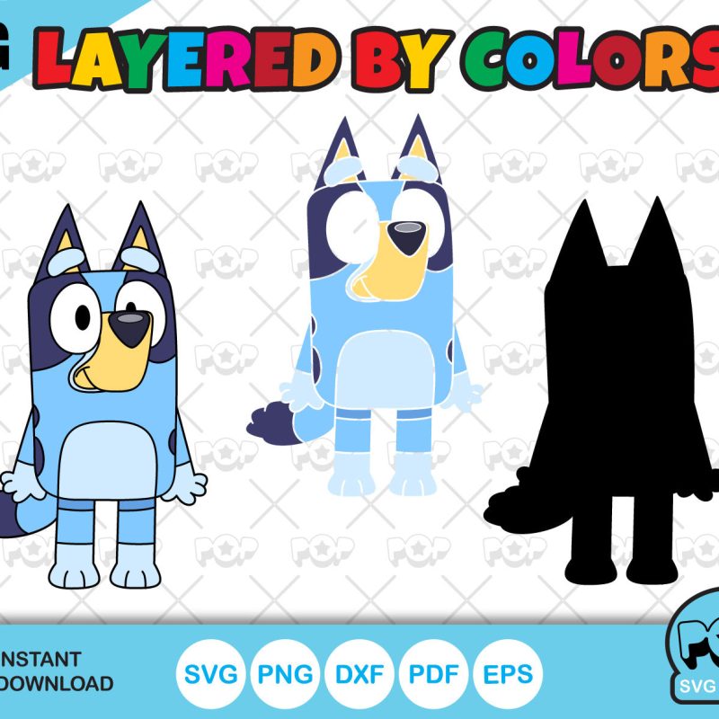 Bluey clipart basic set, Bluey SVG cut files for Cricut / Silhouette, PNG DXF, instant download