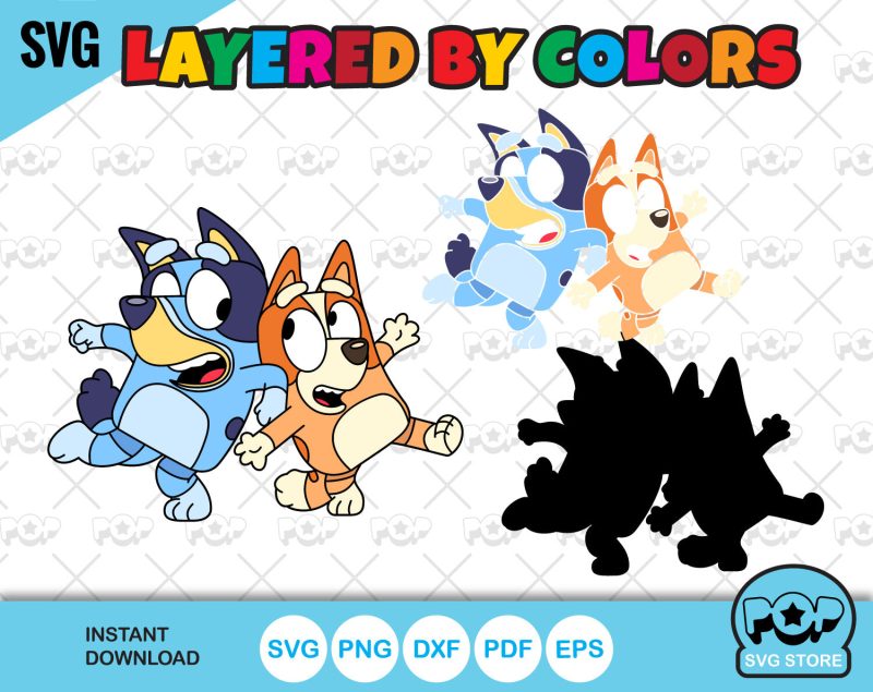 Bluey 100 cliparts set + alphabet, Bluey the dog SVG cut files for Cricut / Silhouette, PNG DXF, instant download