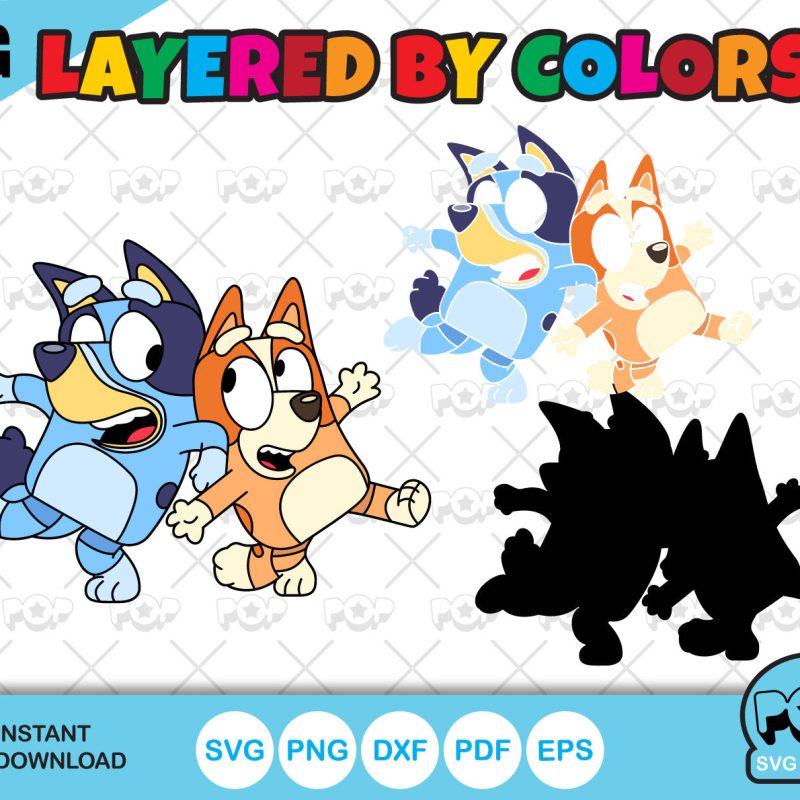 Bluey 100 cliparts set + alphabet, Bluey the dog SVG cut files for Cricut / Silhouette, PNG DXF, instant download