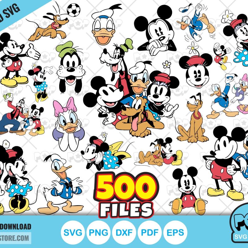 Classic Mickey and Friends BIG BUNDLE 500 files, svg cut files for Cricut / Silhouette, Mickey & friends png
