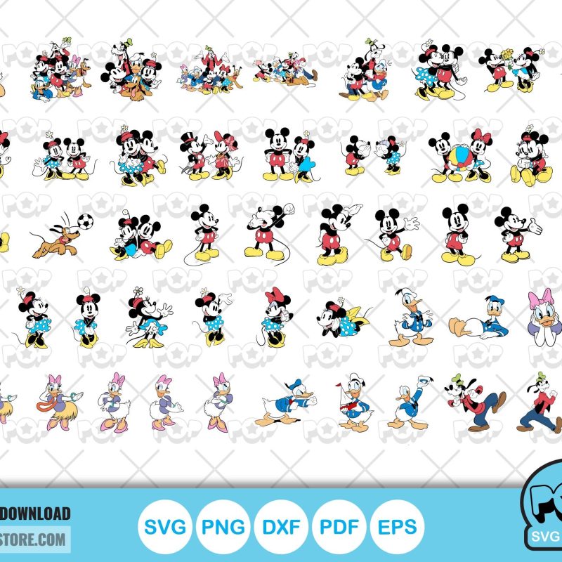 Classic Mickey and Friends clipart bundle, svg cut files for Cricut / Silhouette, Mickey & friends png
