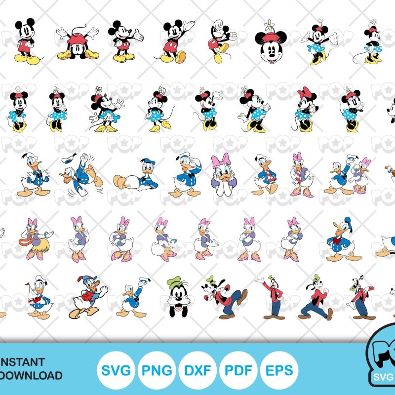 Classic Mickey and Friends 100 cliparts bundle, svg cut files for Cricut / Silhouette, Mickey & friends png