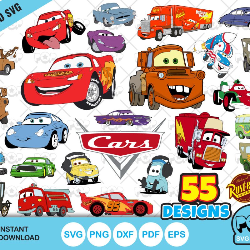 Cars clipart bundle, Disney Cars SVG cut files for Cricut / Silhouette, PNG DXF, instant download