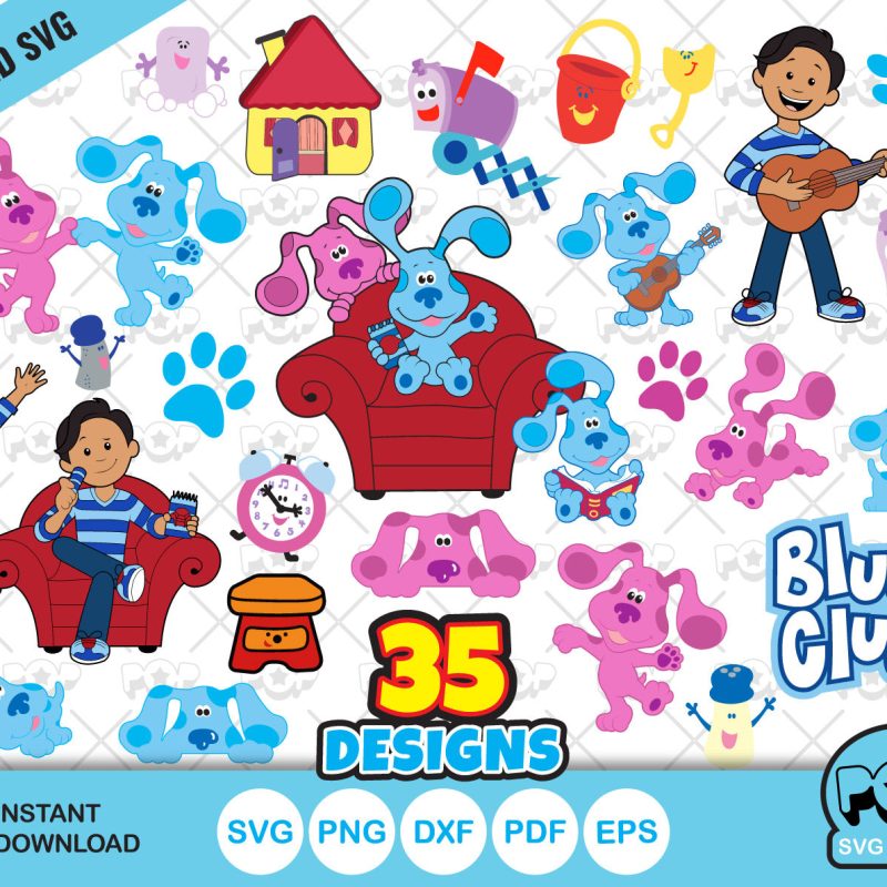Blue's Clues SVG clipart bundle, Blues Clues SVG cutting files for cricut silhouette, SVG, PNG, DXF, Instant Download
