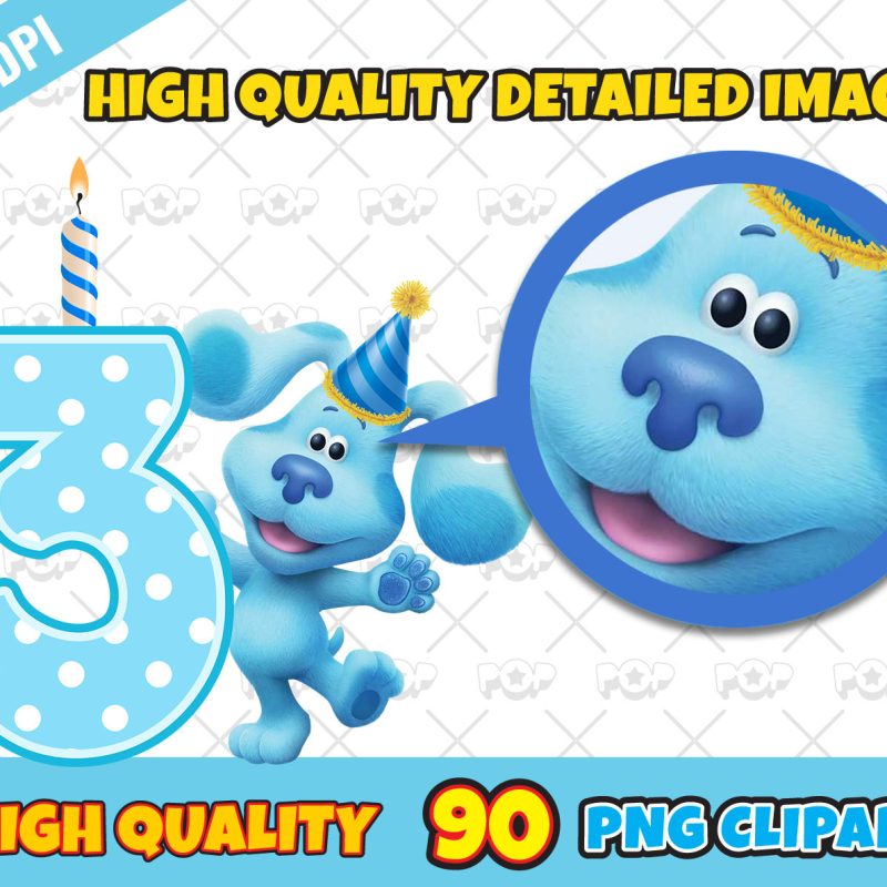 Blue's Clues Birthday Clipart PNG, Blues Clues Bday png cut file for Cricut Silhouette, instant download