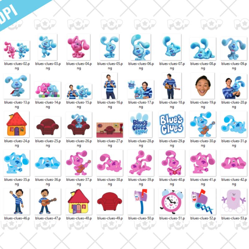 Blue's Clues clipart PNG, Printable png cut for Cricut / Silhouette, Blues Clues digital papers, instant download