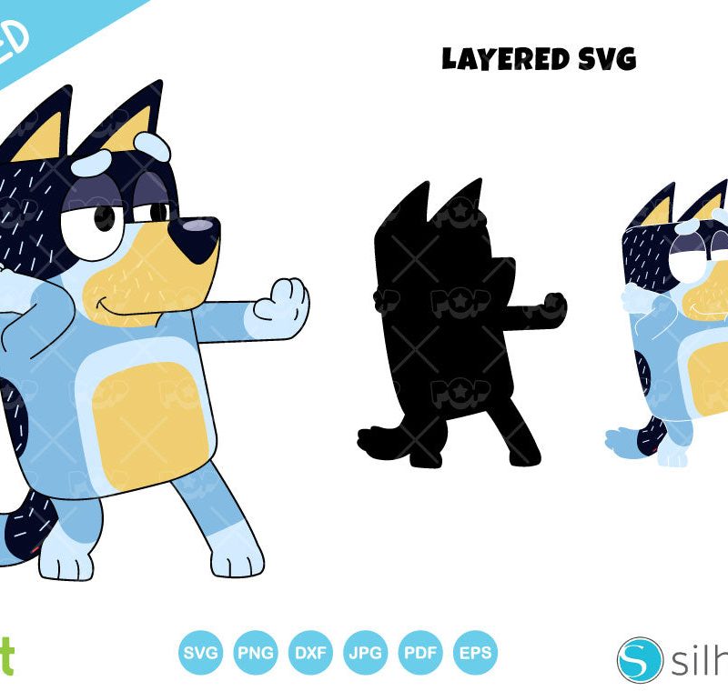 Bluey Clipart Bundle, Bluey the dog SVG cut files for Cricut / Silhouette, PNG DXF, instant download