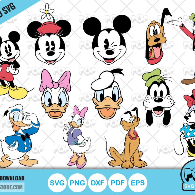Classic Mickey and Friends clipart set, svg cut files for Cricut / Silhouette, Mickey & friends png