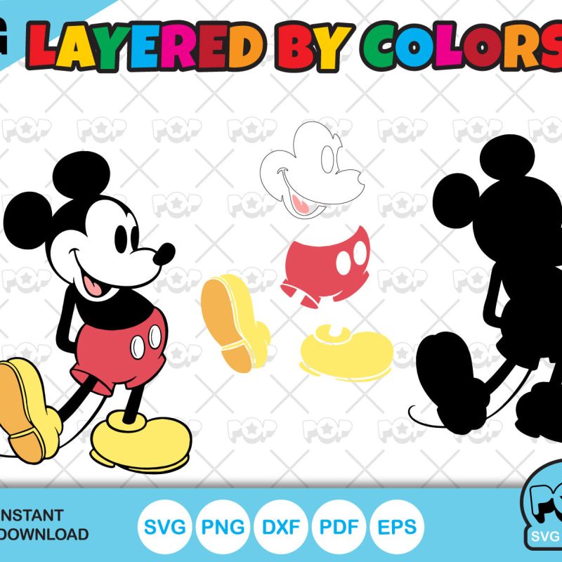 Classic Mickey Mouse 100 cliparts bundle, Mickey svg cut files for Cricut / Silhouette, Mickey Mouse png